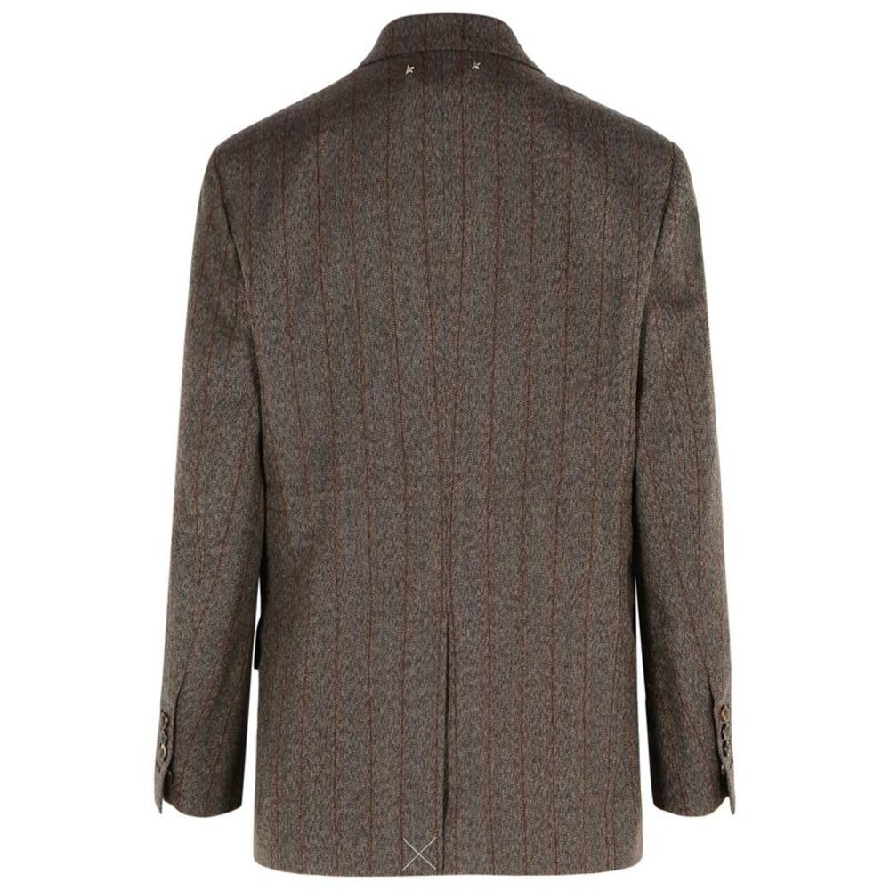 Golden Goose Double-Breasted Pinstripe Dark Brown Wool Blazer Women - Picture 3 of 3